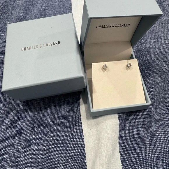Charles & Colvard White Gold Stud Earrings - Picture 2 of 14